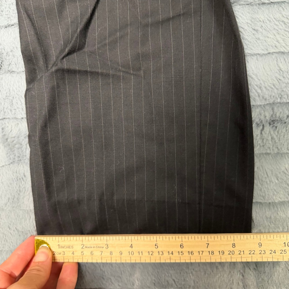 Pronto Uomo Mens Black Pinstripe 100% Wool Dress Pants Size 32 Waist Flat Front - Picture 5 of 9